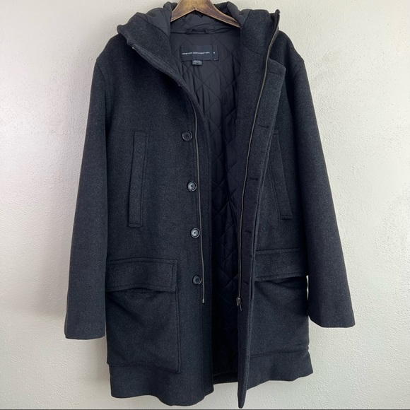 French Connection Wool Blend Gray Longline Mid Length Winter Jacket Small - Picture 10 of 15